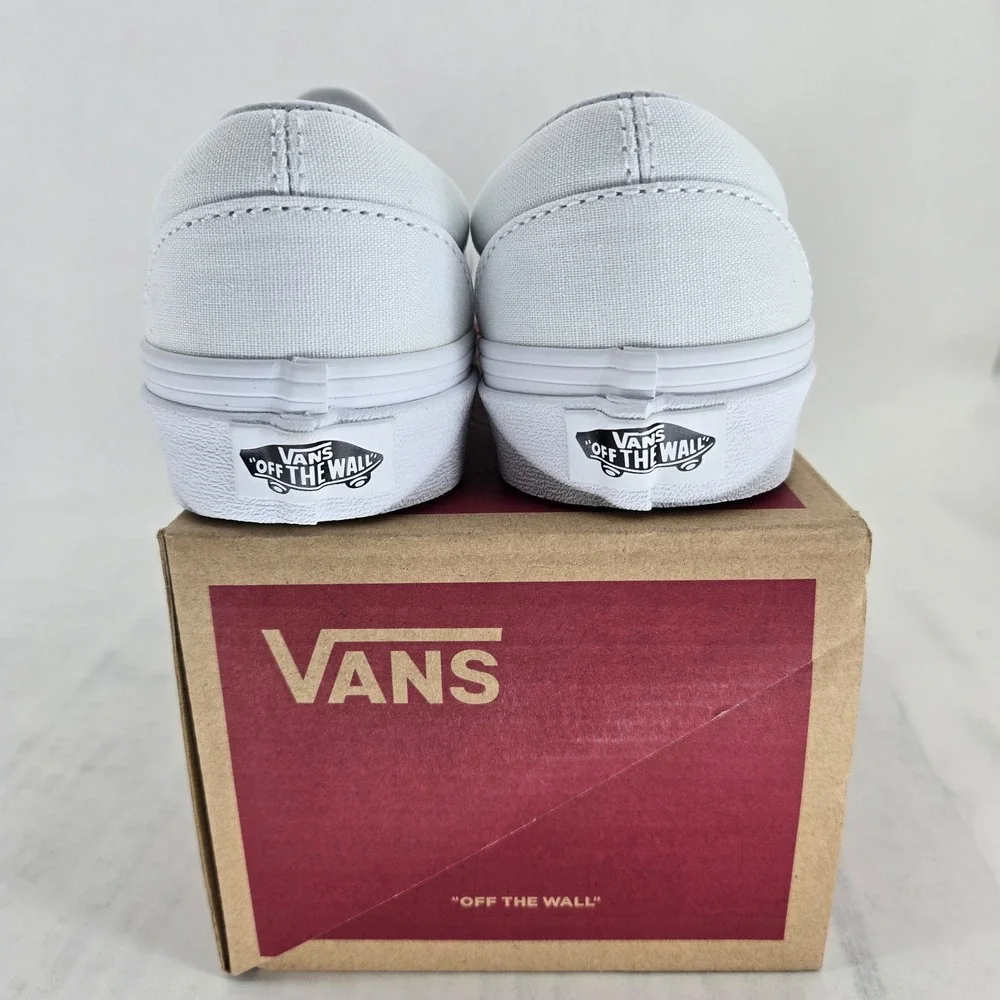 Vans Classic Slip-On True White Canvas Sneakers VN000EYEW00 Mens 4 Womens 5.5